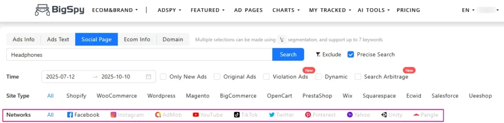 BigSpy's Multi-Platform Tool
