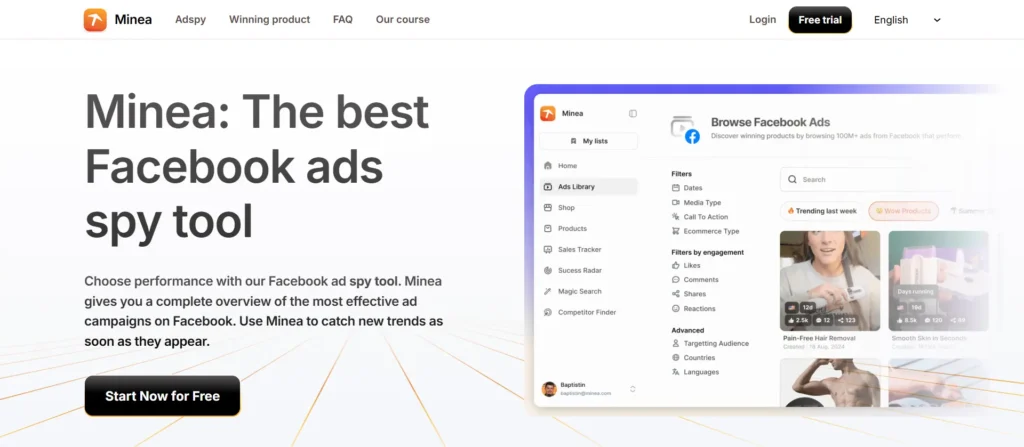 Minea Facebook Ad Spy Tools