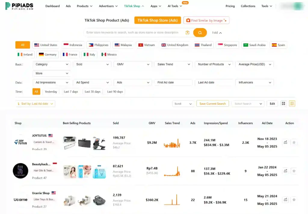 PiPiADS TikTok Shop Library